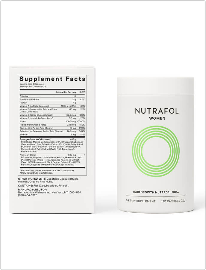 Nutrafol Women's Hair Growth Supplements, Ages 18-44, Clinically Tested for Visibly Thicker and Stronger Hair, Dermatologist Recommended
